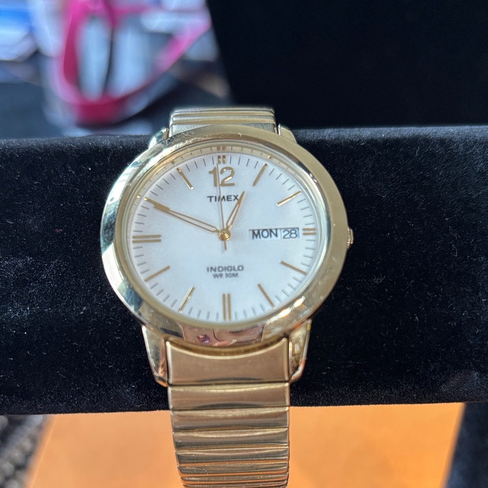 Timex Gold-Tone Men's Watch with White Dial